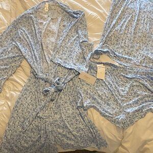 Flora Nikrooz Light Blue Floral Robe Set